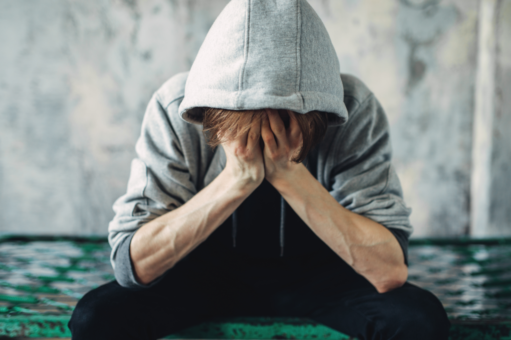 man suffering from drugs withdrawal